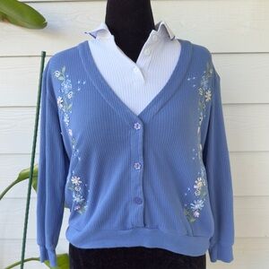 Bonworth Y2K Sweater –‎ Women’s XS Petite (Embroidered Flowers)